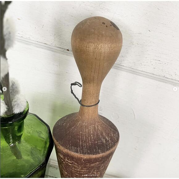 Antique Wood Pestle Masher Kitchen Tool Utensil Gadget Brown Primitive Farmhouse - Picture 3 of 9